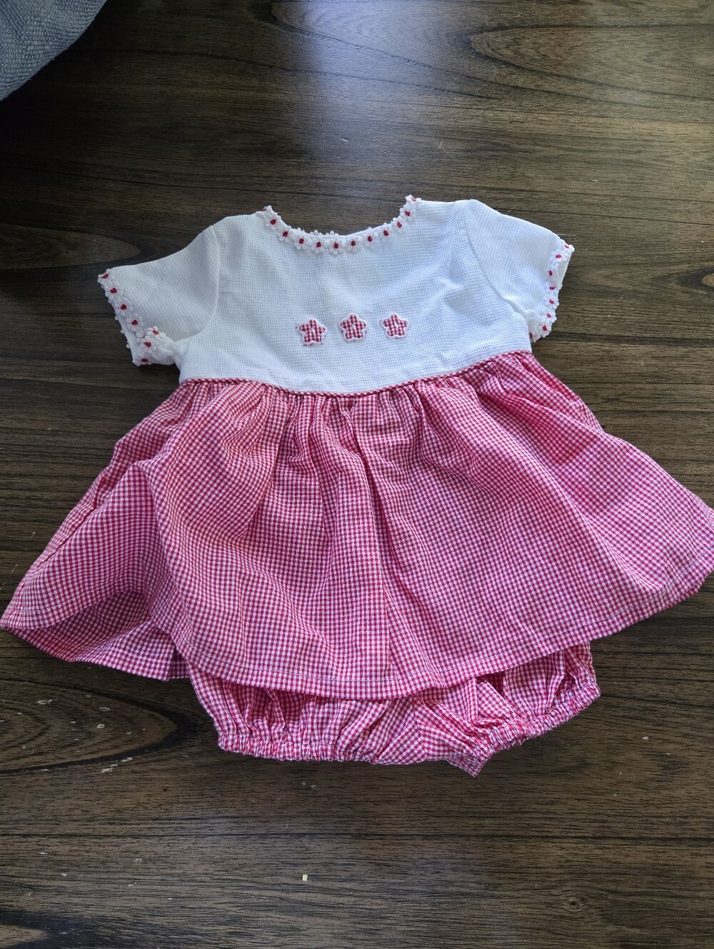 Miniwear Vintage Romper 6 To 9 Months Red Gingham